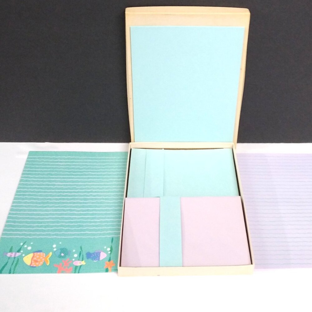 Stationery Note Writing Set Fish Vintage Remaining Paper Envelopes